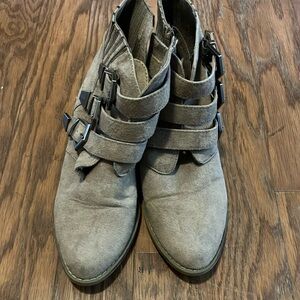 Betsey Johnson Gray Ankle Booties with Buckle Straps